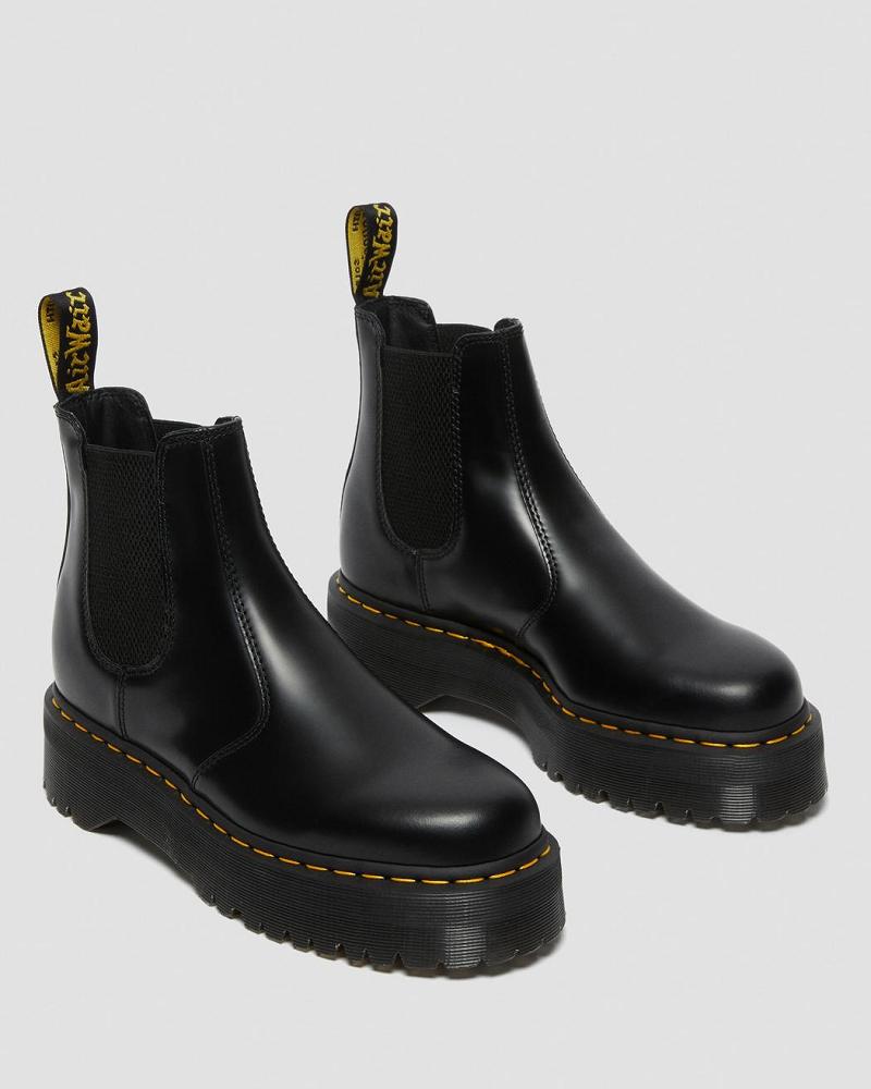 Black Men's Dr Martens 2976 Polished Smooth Platform Ankle Boots | CA 423YXF